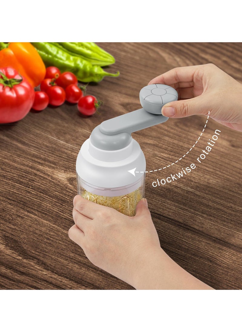 SYOSI - SYOSI Manual Garlic Chopper, Food Chopper for Kitchen, 250ml Vegetable Chopper, Portable Mini Food Cutter for Vegetables, Fruits, Chili Peppers, Ginger, Onion, Garlic, Herbs and Meat - Image 1