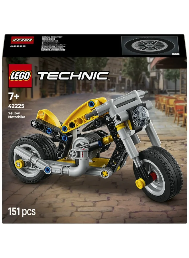 LEGO Technic Yellow Motorbike Toy Model Kit 42225 (Age 7+, 151 Pieces)