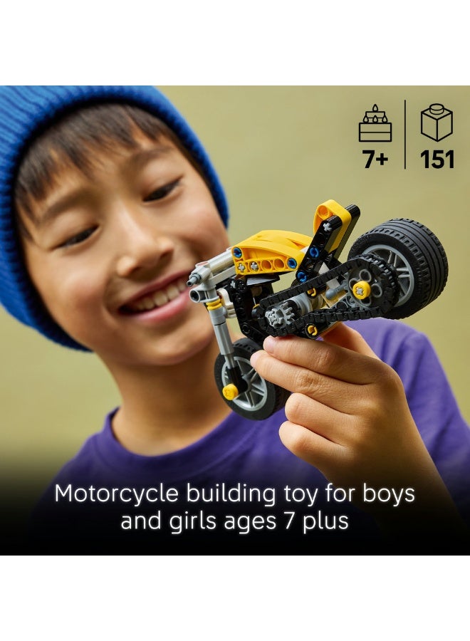 LEGO Technic Yellow Motorcycle Toy Model Kit 42225 151Pcs