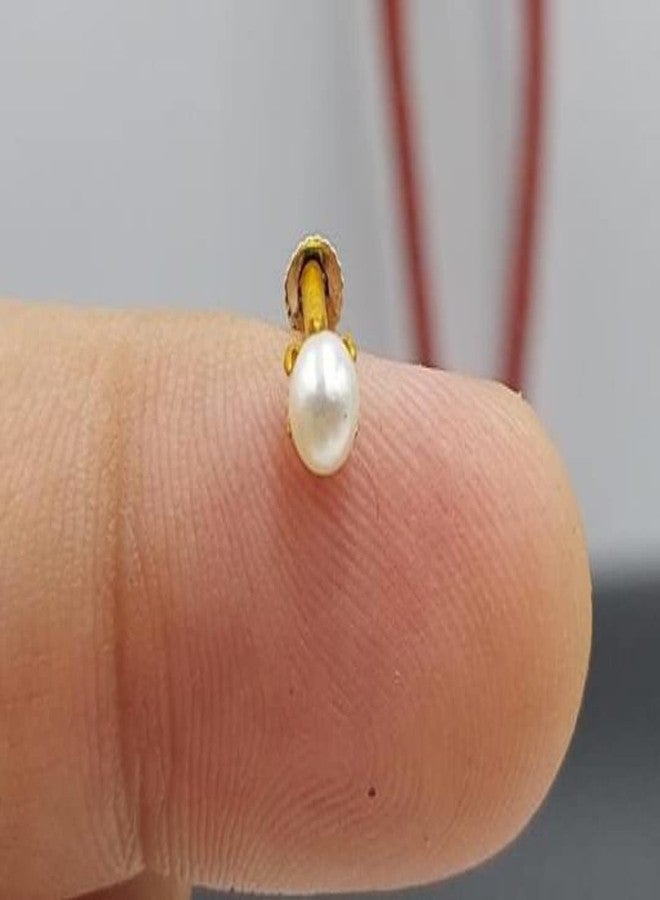 RENU CREATION Zevarhouse Pearl Gold-Plated Plated Brass Nose Stud Gold - Image 1