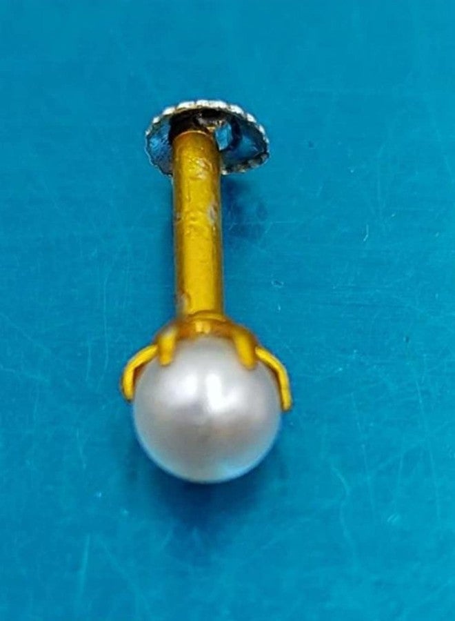 RENU CREATION Zevarhouse Pearl Gold-Plated Plated Brass Nose Stud Gold - Image 5