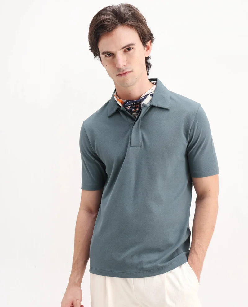 Rare Rabbit Men's Regular Fit Solid Cotton Polo