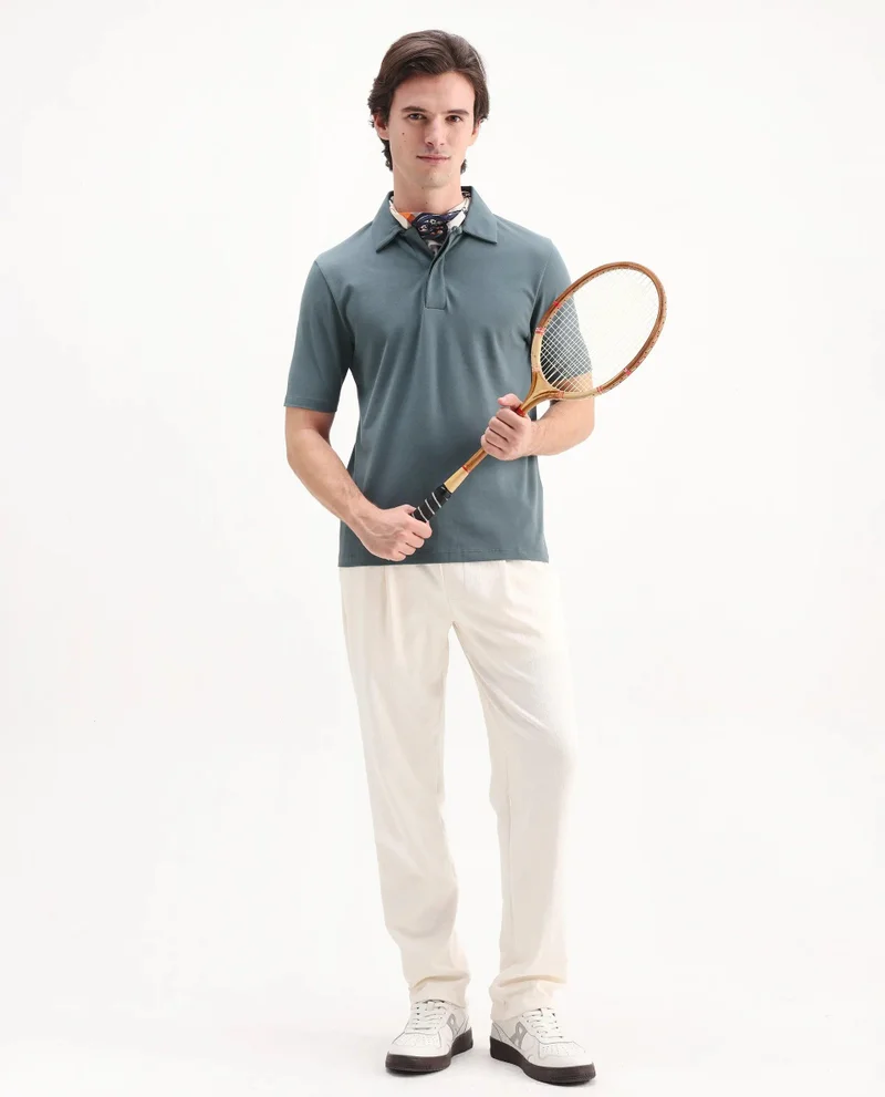 Rare Rabbit Men's Regular Fit Solid Cotton Polo