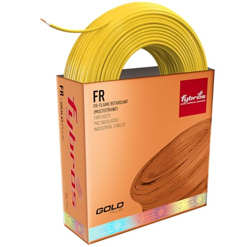 Fybros PVC Insulated 1 Sq Mm Wire| Multistrands FR Yellow Copper Wires & Cables| Cables For wiring | 1 Sq Mm sqmm Yellow wire 45 meter| Industrial Wire Cable| Electrical Wire - Image 1