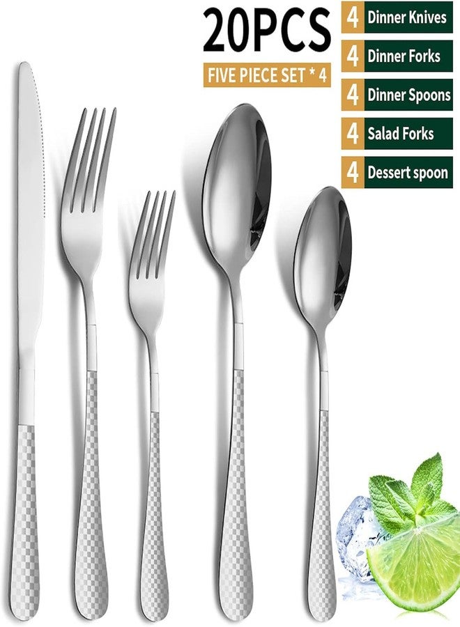 Trifecta Spoon Set for Kitchen, Stainless Steel Spoon Set for Dining Table, Utensils Include Knives, Forks and Spoons, for Home, Silverware Set (20 PCs, Silver) - Image 2