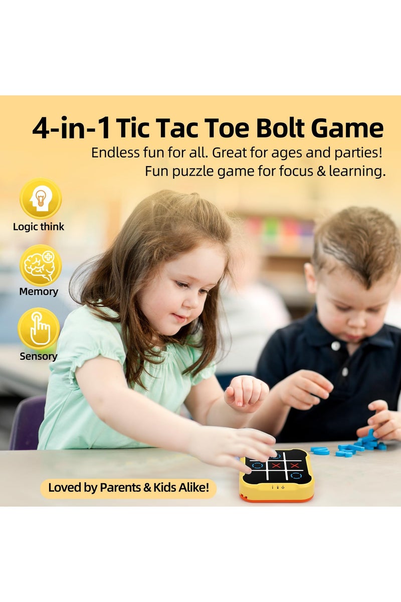 4-in-1 Tic Tac Toe Puzzle Game – Portable Electronic Toy for Kids Ages 6–12, Logic & Reflex Training Console for Home, Travel, School - Image 5