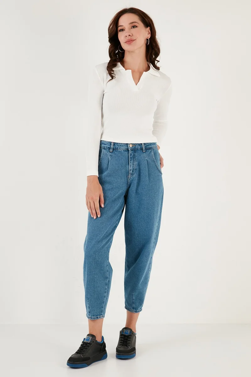 Lela Slim Cut Wrap Fabric Corded Polo Collar Blouse Women's Blouse 5865448
