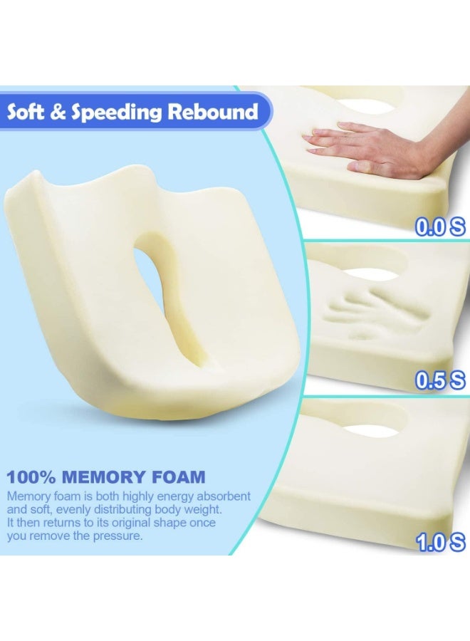 Memory Foam Seat Cushion Ergonomic Design for Office Chair Car and Wheelchair, Coccyx and Lower Back Support Cushion with Non Slip Base for Comfortable Sitting - Image 1