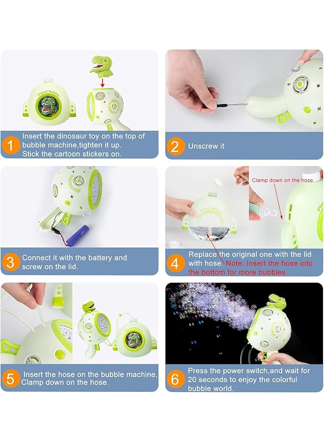 SYOSI Rechargeable Dinosaur Bubble Machine With 17Oz Bubble Solution Led Light Leak Proof Design Automatic Bubble Maker For Kids And Adults Perfect For Summer Outdoor Parties Birthdays - Image 5