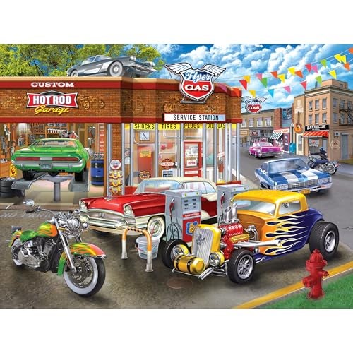 RoseArt - American Nostalgia - Hot Rod Garage - 550 Piece Jigsaw Puzzle for Adults - Image 1