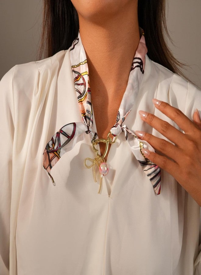 MIFYNN قلادة وشاح حريري أنيقة للنساء، باللونين الأسود والأبيض، مزينة بقلادة ساحرة، مناسبة للمناسبات الرسمية وحفلات التخرج، هدية مثالية، كبيرة الحجم، مصنوعة من النحاس، بدون أحجار كريمة. - Image 4