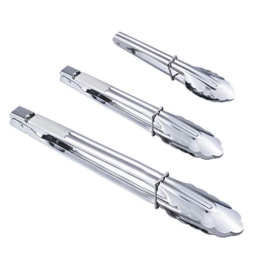 Hinmay HINMAY Stainless Steel Kitchen Tongs Set Metal Cooking Tongs 7 9 12 Inch 3 Pieces 