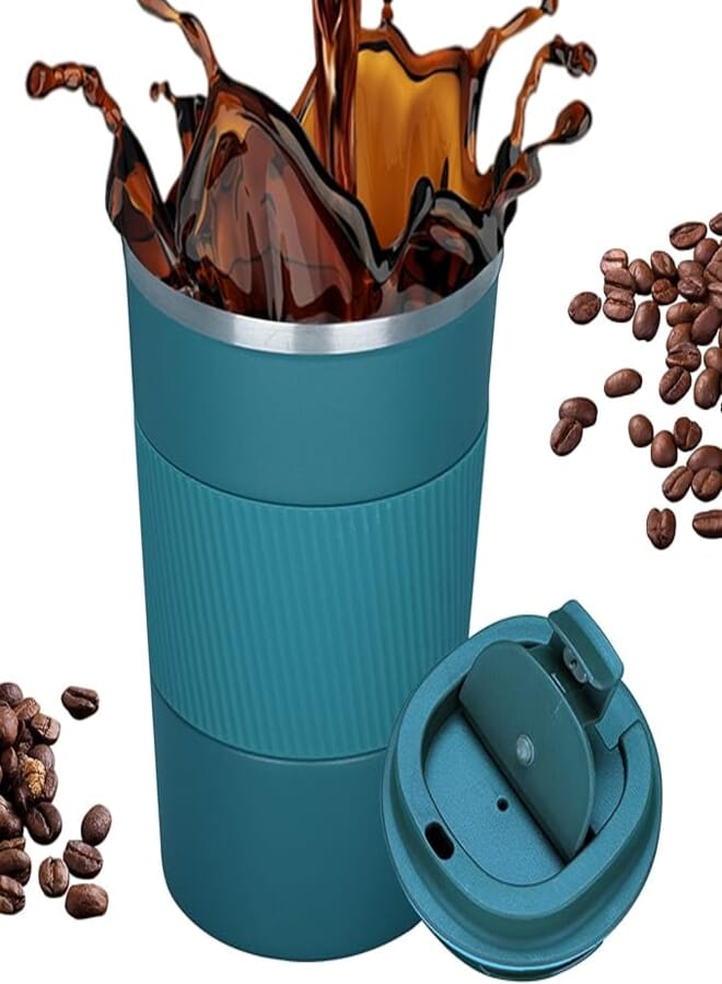 510ml Stainless Steel Coffee Cup, Vacuum Insulated Travel Mug for Home Office Outdoor Works Great for Ice Drinks and Hot Beverage (Blue)