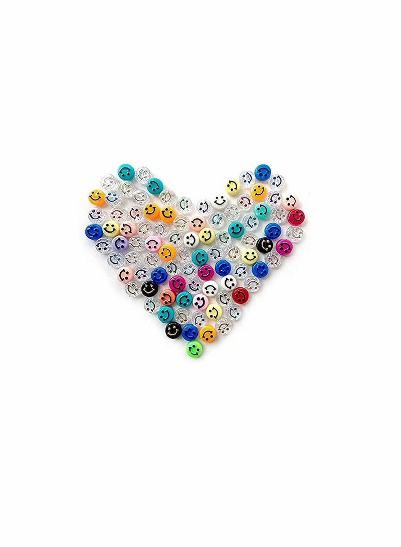 KASTWAVE Smiley Face Beads for Bracelets,  300 Pcs Happy Face Spacer Beads Acrylic Jewelry Accessories 10MM Color Beads With 2 Coils of Crystal Line for DIY Bracelet Necklace Earrings Jewelry Making - Image 5