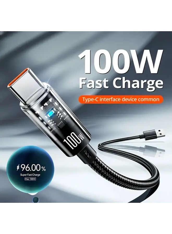 5M 100W Fast Charging USB C Cable Auto Power Off Flat Design High Speed Data Transfer - Image 1