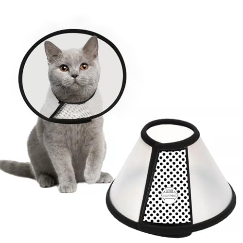 Depets Adjustable Recovery Pet Cone E-Collar for Cats Puppy Rabbit, Plastic Elizabeth Protective Collar Wound Healing Practical Neck Cover, Neck Girth 8.1 in - Image 1