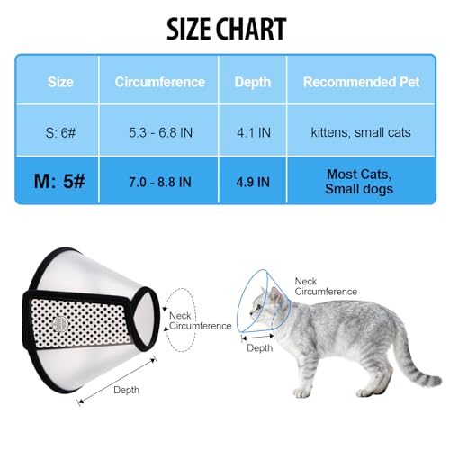 Depets Adjustable Recovery Pet Cone E-Collar for Cats Puppy Rabbit, Plastic Elizabeth Protective Collar Wound Healing Practical Neck Cover, Neck Girth 8.1 in - Image 3