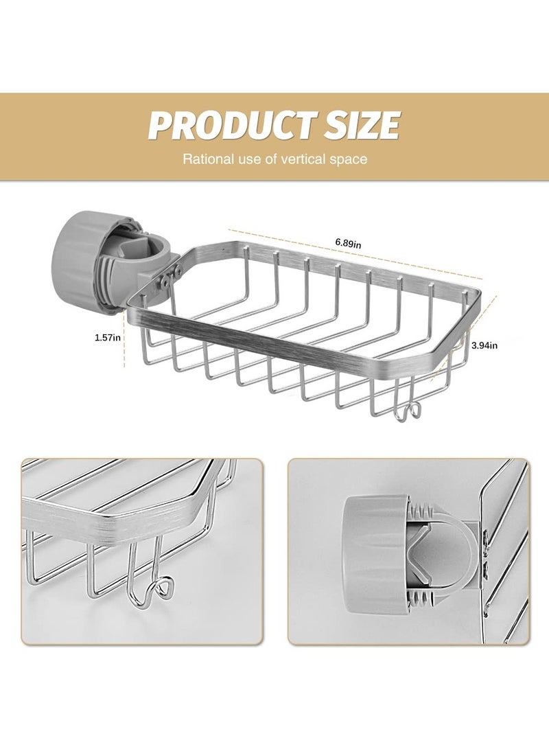 SYOSI Kitchen Faucet Sponge Holder, Stainless Steel Faucet Rack, Adjustable Sponge Holder for Kitchen & Bathroom, Kitchen Faucet Caddy Organizer for Holding Sponge/Dish Soap/Rag (Sliver) - Image 2