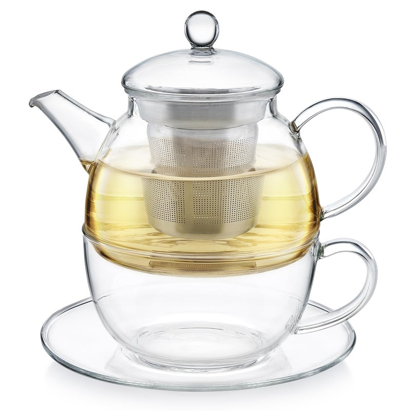 Teabloom Mindful Tea-for-One Set â€“ 5-Piece Glass Teapot, Matching Cup & Saucer, Borosilicate & Stainless Steel Infusers, Elegant Gift for Personal Tea Rituals - Image 2
