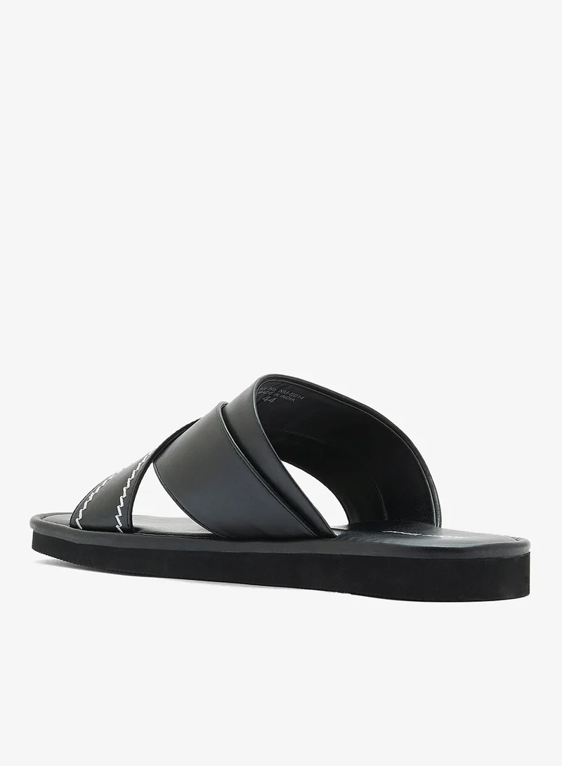 Robert Wood Black Embroidered Traditional Arabic Sandals for Men | Best Price UAE