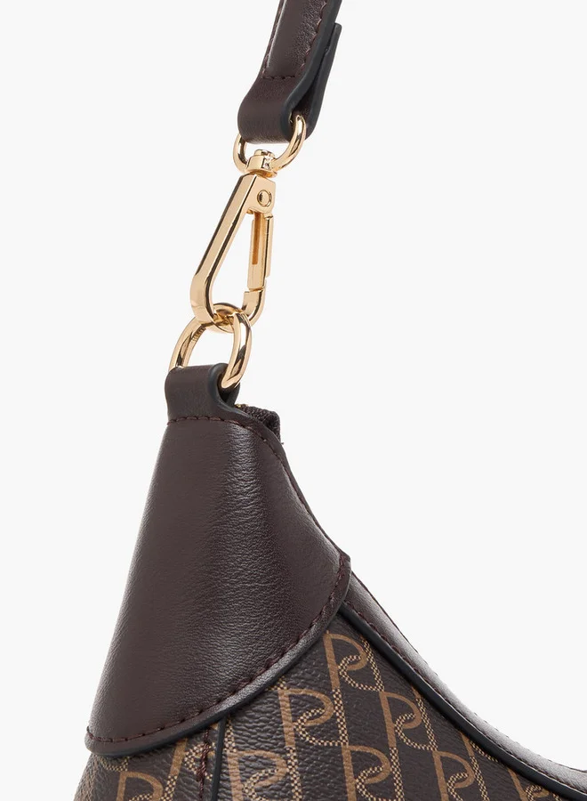 Paprika Monogram Print Shoulder Bag with Zip Closure