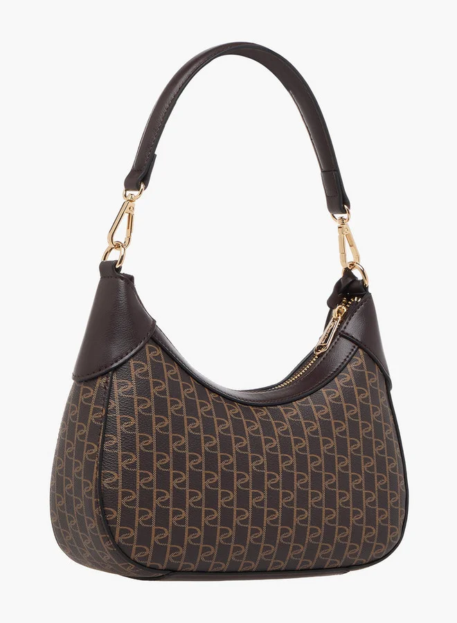 Paprika Monogram Print Shoulder Bag with Zip Closure