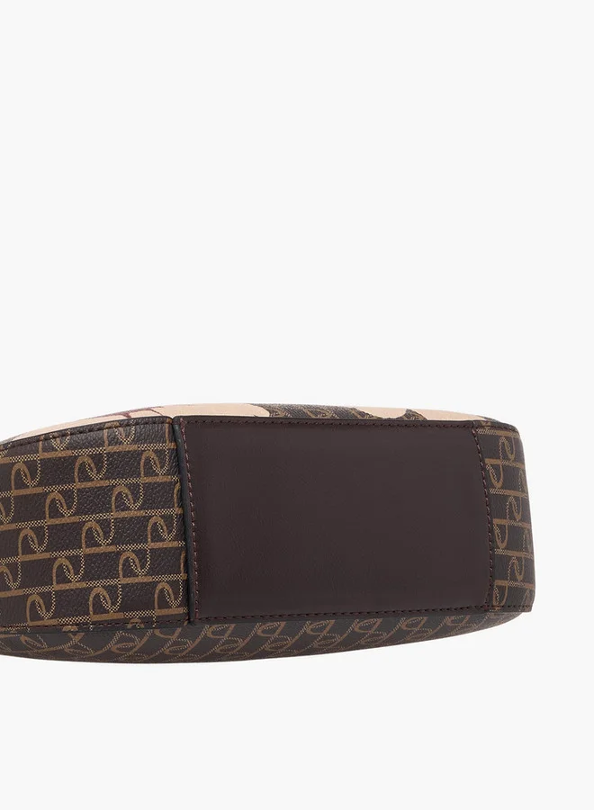 Paprika Monogram Print Shoulder Bag with Zip Closure