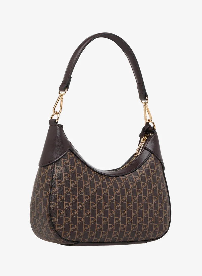 Paprika  Monogram Print Shoulder Bag with Zip Closure for Women | Best Price UAE