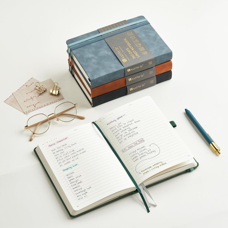 &And Per Se ⩓ Per Se 365 Page Journal â€“ A5 Hardcover Lined Notebook, One Book for the Whole Year, 100gsm Thick Paper, Numbered Pages & 3 Bookmarks, Annual Diary for Daily Writing (Green) - Image 5