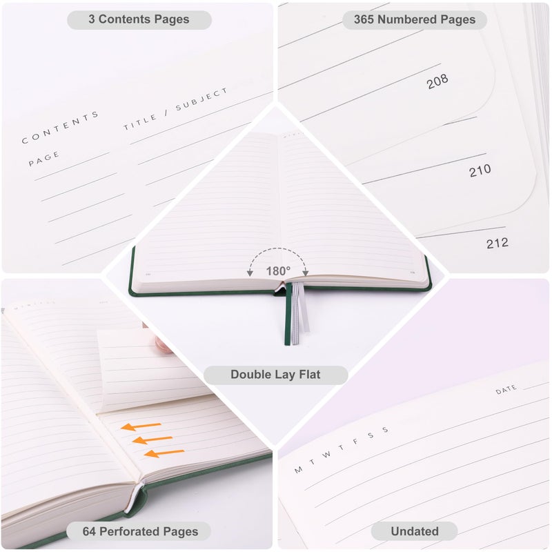 &And Per Se ⩓ Per Se 365 Page Journal â€“ A5 Hardcover Lined Notebook, One Book for the Whole Year, 100gsm Thick Paper, Numbered Pages & 3 Bookmarks, Annual Diary for Daily Writing (Green) - Image 4