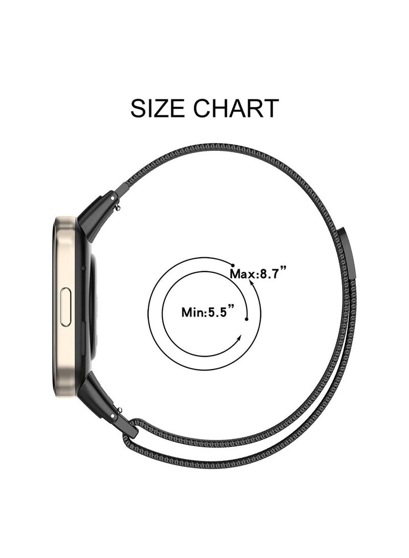 SYOSI Replacement Band for Redmi Watch 3, Stainless Steel Metal Replacement Strap with Magnet, Mesh Metal Breathable Watch Band Compatible with Xiaomi Redmi Watch 3 Smart Watch (Black) - Image 5