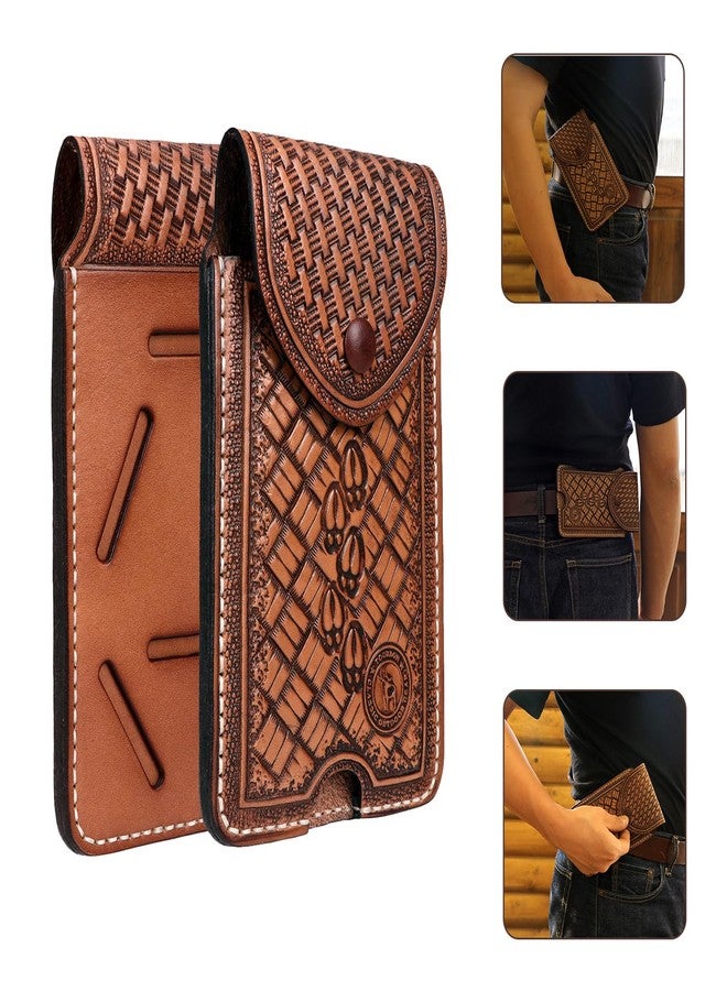 TOURBN Tourbon Genuine Leather Cell Phone Holster for Belt with Loop Waist Pouch Flip Case Sheath Phones Holder for iPhone Magnetic Closure - Image 2