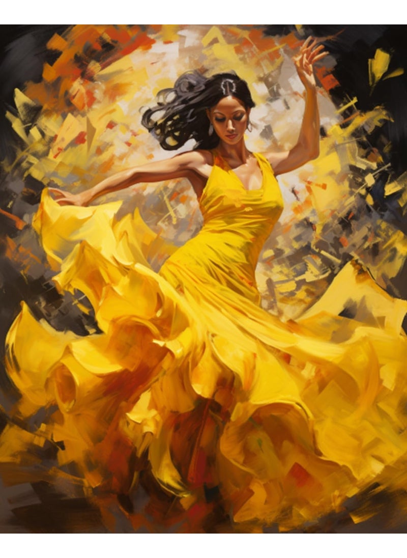 Tucocoo Flamenco Female Dancer in a Yellow Dress DIY Paint by Numbers for Adults Passionate Women DIY Oil Painting Acrylic Paint Art Painting Kits Canvas with Acrylic Paint 16x20 Inch without Frame  - Image 4