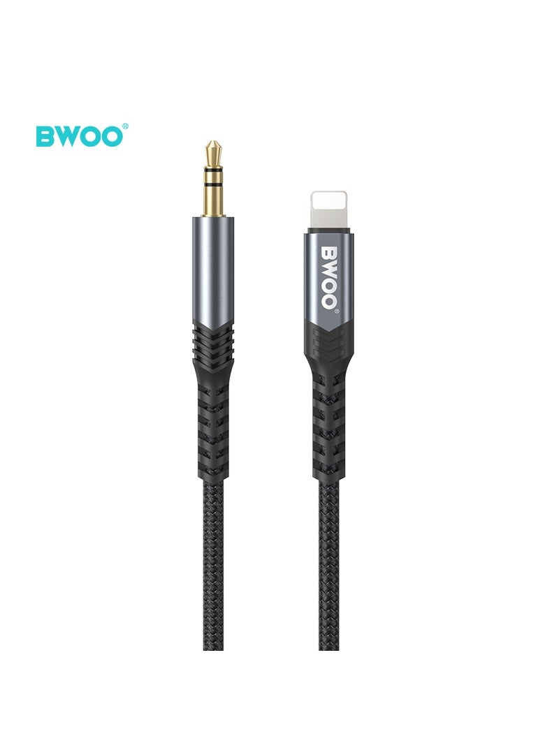 BWOO Lightning To Aux 3.5Mm Audio Cable Black - Image 1
