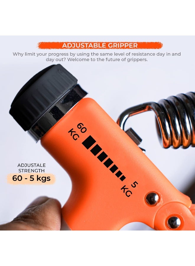 BOLDFIT Adjustable Hand Grip Strengthener, Hand Gripper for Men & Women for Gym Workout Hand Exercise Equipment to Use in Home for Forearm,Polyvinyl Chloride Finger Exercise Power Gripper(60 Kg)Orange - Image 2