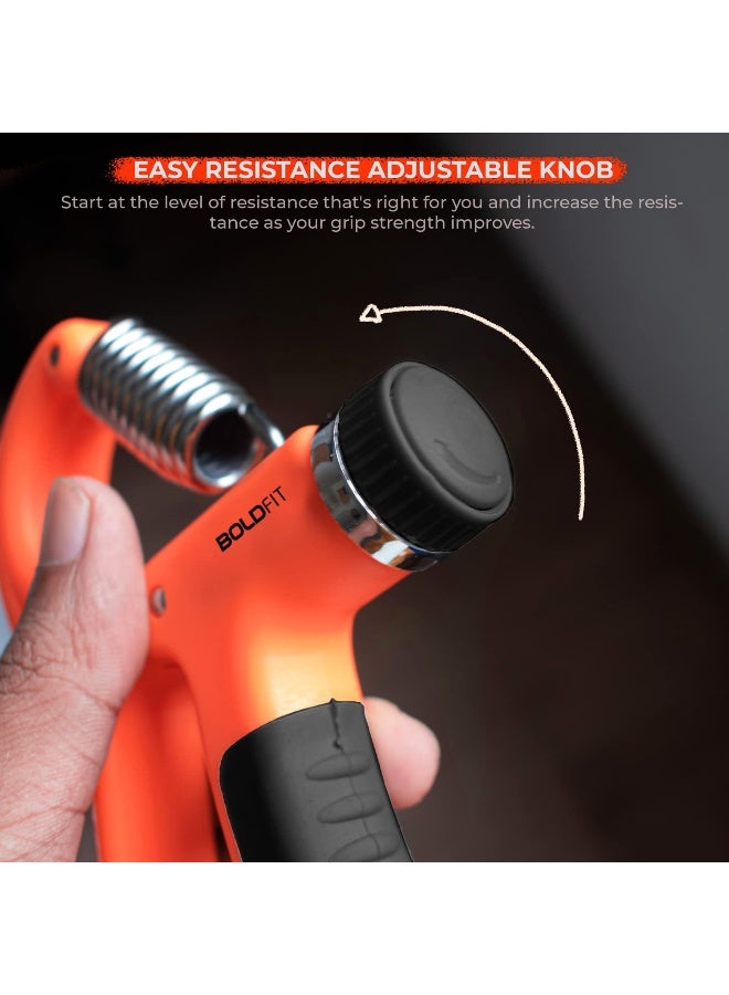 BOLDFIT Adjustable Hand Grip Strengthener, Hand Gripper for Men & Women for Gym Workout Hand Exercise Equipment to Use in Home for Forearm,Polyvinyl Chloride Finger Exercise Power Gripper(60 Kg)Orange - Image 5