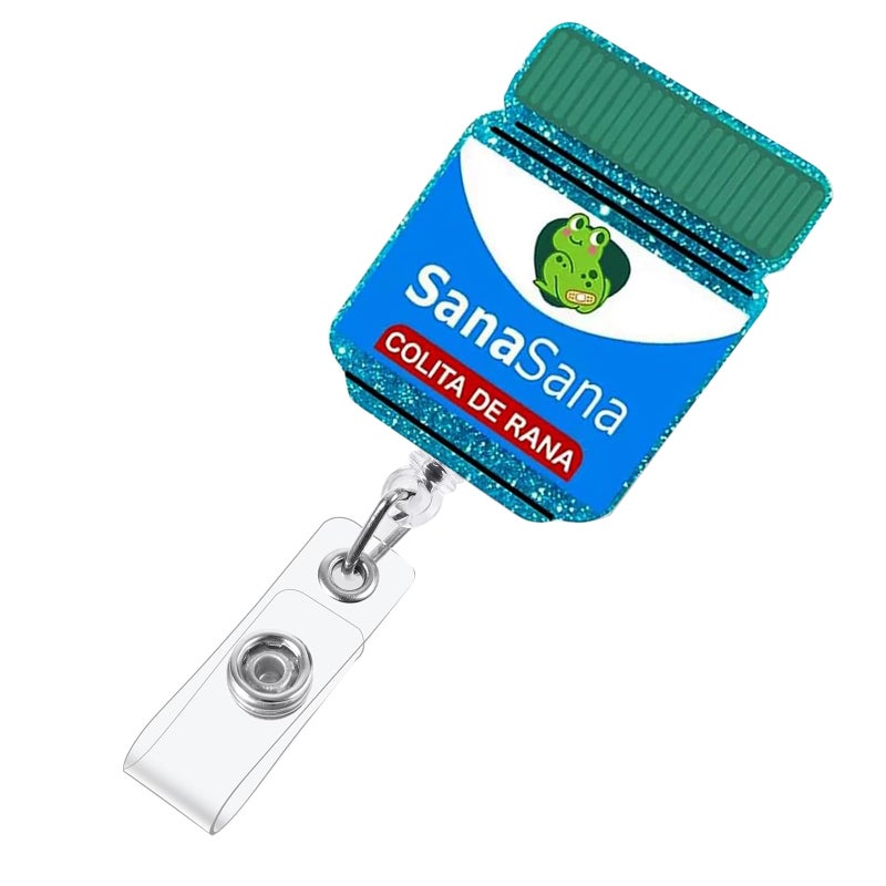 BEZTN Sana Sana Colita De Rana Funny Badge Reel, RN Nurse Badge Holder with Retractable Clip, Cute Frog Pediatric Badge Buddy, Nursing Student CNA LPN MA Medical Worker Nurse ID Name Work Badge Clip - Image 1