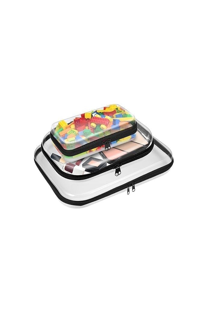 Arahome PET Travel Storage Bags Set - Foldable Clothes Organizer with Zippered Compression Pouches for Luggage Packing(Black and Transparent) - Image 1