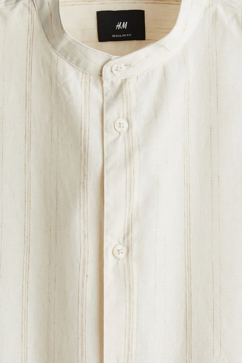 H&M Regular Fit Linen-blend grandad shirt
