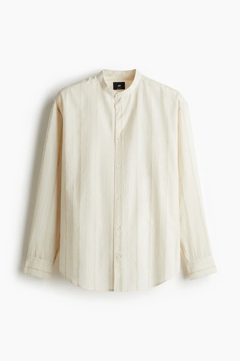 H&M Regular Fit Linen-blend grandad shirt