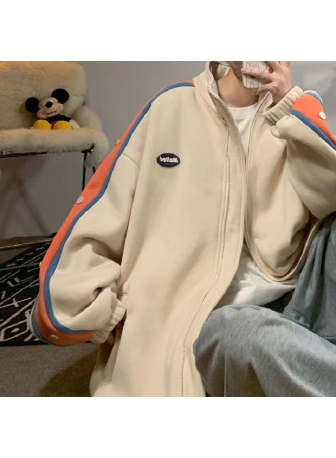 American Retro Sports Sweater Women's Autumn And Winter Fleece-lined Thickened Chic Hong Kong Style Cardigan Jacket High Street Loose Baseball Suit  - Image 4