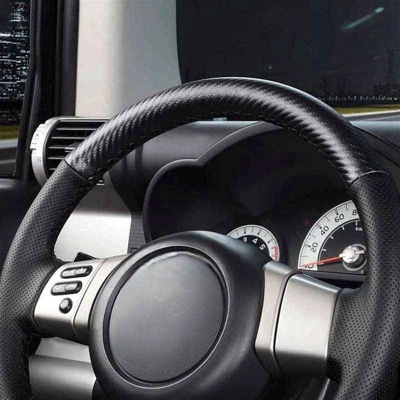 Wivplex Soft Hand-Stitched Black Leather Steering Wheel Cover - Image 5
