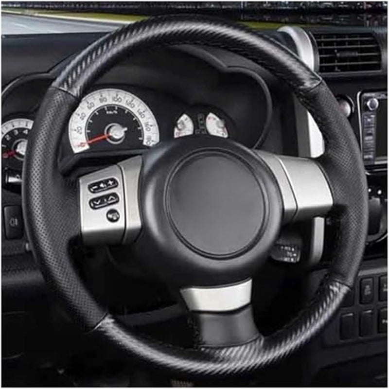 Wivplex Soft Hand-Stitched Black Leather Steering Wheel Cover - Image 1