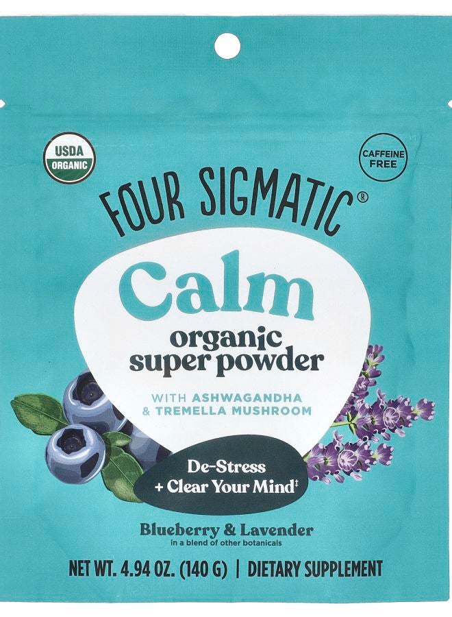 Four Sigmatic Calm Organic Super Powder with Ashwaganda & Tremella Mushroom Blueberry & Lavender  4.94 oz (140 g) - Image 1