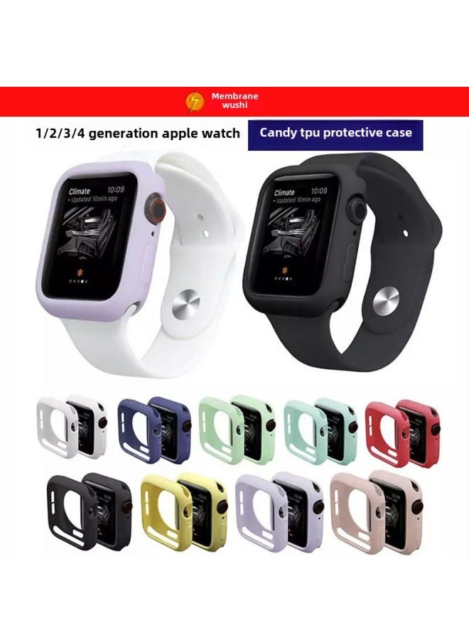 Generic - Half Pack TPU Watch Case For Apple Iwatchs10 Soft Case Ultra49mm Candy Color Frosted Protective Cover-Color:Orange-Dimensions:Candy Shell (41mm) With Packaging - Image 1