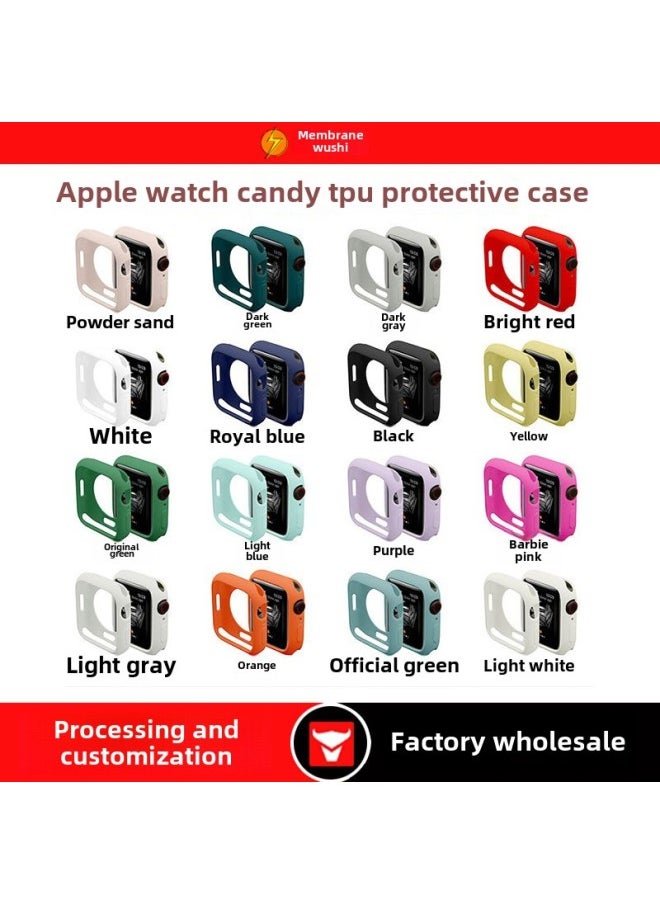 Generic - Half Pack TPU Watch Case For Apple Iwatchs10 Soft Case Ultra49mm Candy Color Frosted Protective Cover-Color:Orange-Dimensions:Candy Shell (41mm) With Packaging - Image 1