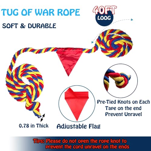DHXGON 40 Feet Tug of War Rope for Kids and Adults Outdoor Games Summer Outdoors Yard Backyard Camping Lawn for Field Day Family Reunion Birthday Party Team Building Activities Carnival GamesColours - Image 5