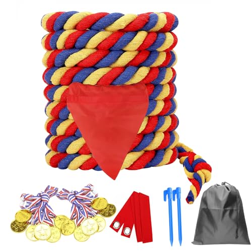 DHXGON 40 Feet Tug of War Rope for Kids and Adults Outdoor Games Summer Outdoors Yard Backyard Camping Lawn for Field Day Family Reunion Birthday Party Team Building Activities Carnival GamesColours - Image 1