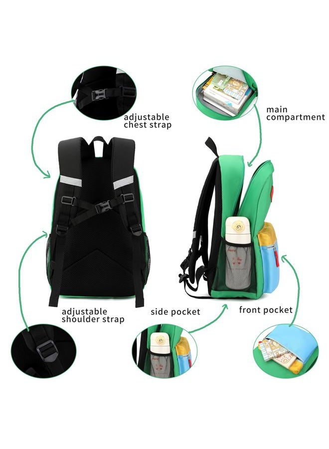 BEFUNIRISE Backpack Set for Girls Boy Kids Backpack with Lunch Box for Elementary Primary Kindergarten School Bag (Green Blue Set, Large) - Image 4