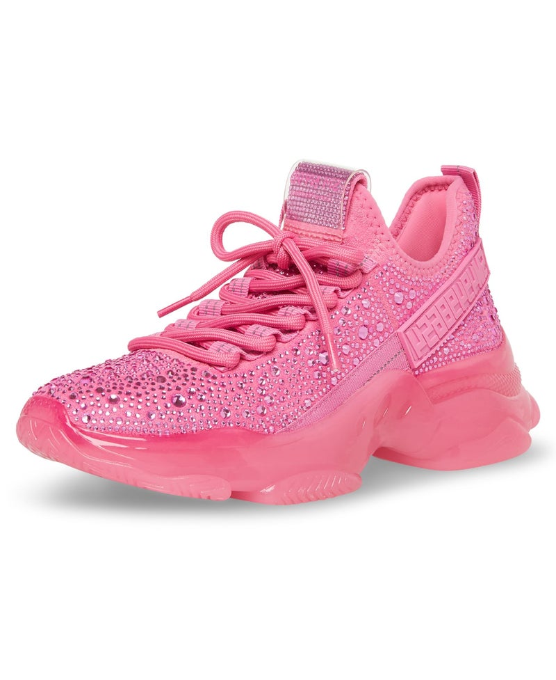 Steve Madden Women's Maxima Sneaker, Pink Rhinestone, 11 - Image 3